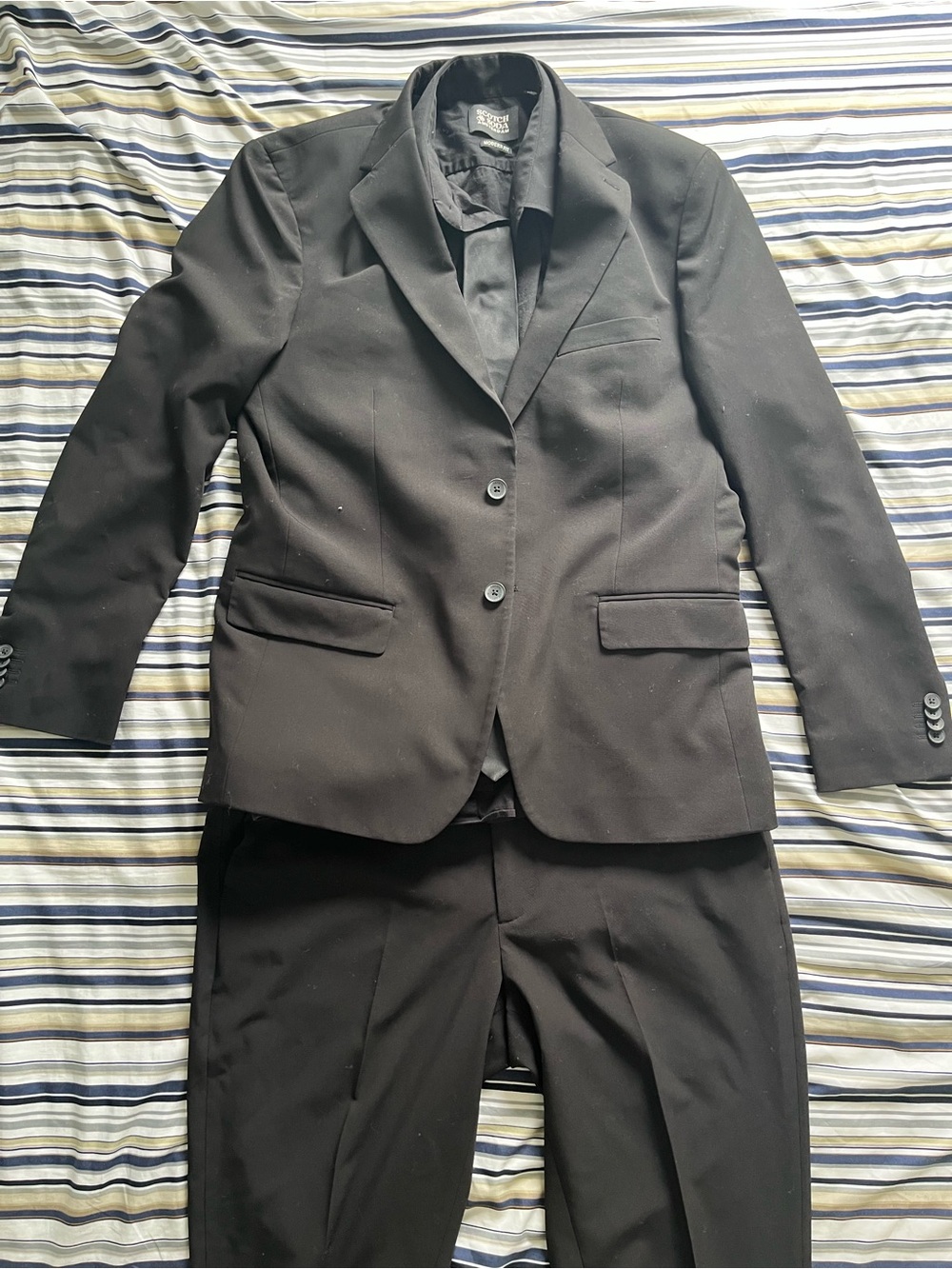 Men’s Saks Fifth Avenue Black Formal Suit Set + Dress Shirt + Silk Tie